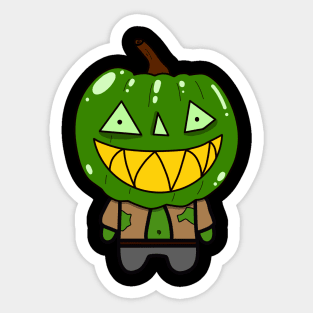 Green Zombie Pumpkin Man of Halloween Sticker